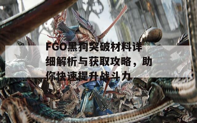 FGO黑狗突破材料详细解析与获取攻略，助你快速提升战斗力