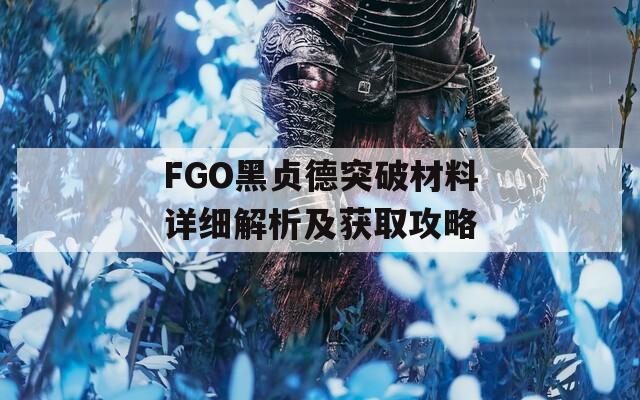 FGO黑贞德突破材料详细解析及获取攻略