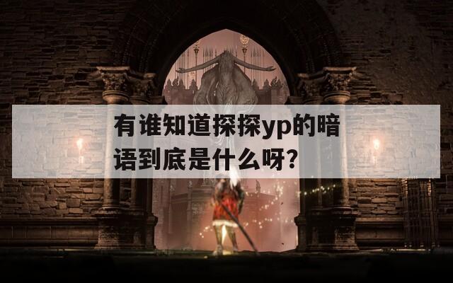 有谁知道探探yp的暗语到底是什么呀？