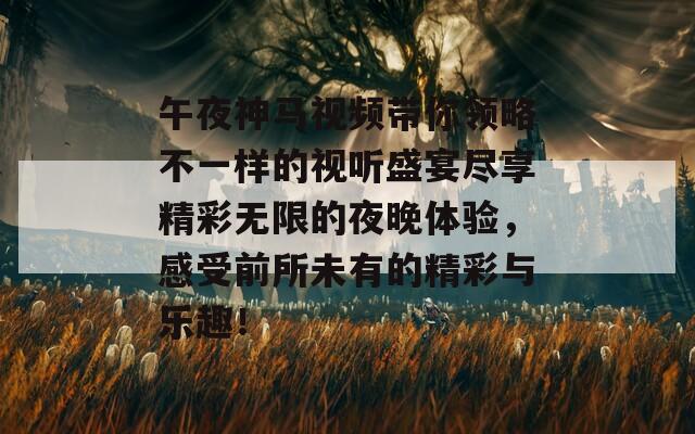 午夜神马视频带你领略不一样的视听盛宴尽享精彩无限的夜晚体验，感受前所未有的精彩与乐趣！