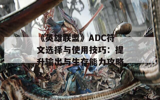 《英雄联盟》ADC符文选择与使用技巧：提升输出与生存能力攻略