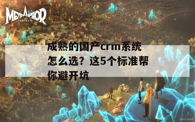 成熟的国产crm系统怎么选？这5个标准帮你避开坑