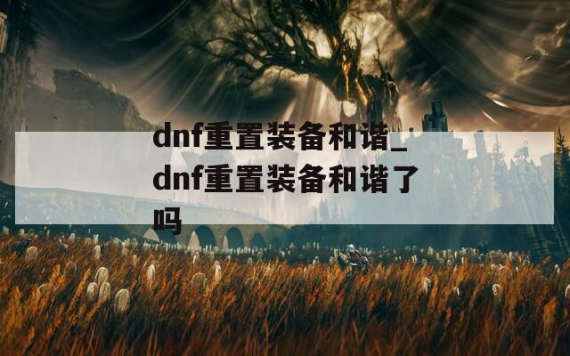 dnf重置装备和谐_dnf重置装备和谐了吗